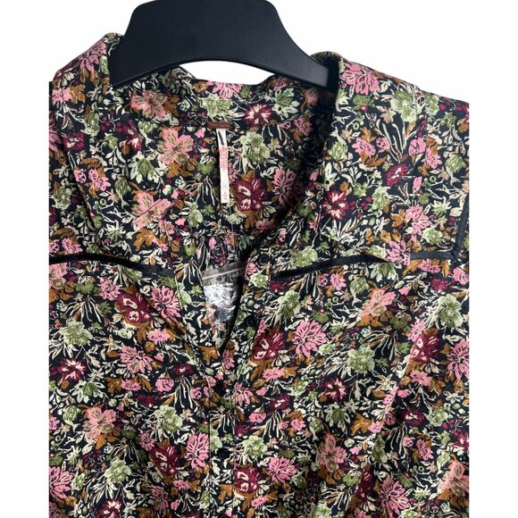Free People Daybreak Floral Print Long Sleeve Shirt With Ruffle Details Large - Picture 3 of 15